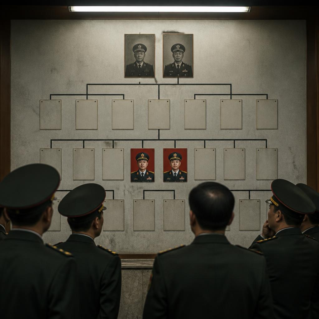 A military command chart shows new appointments after removed positions.