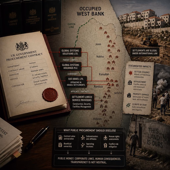 Editorial illustration for “British Contracts Cross the Green Line,” based on the article’s subject.