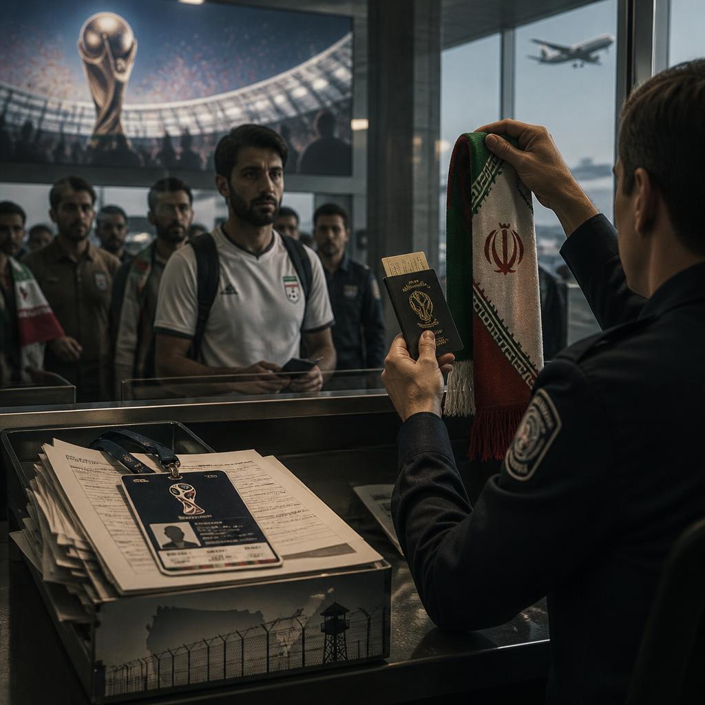 World Cup travel documents held at a security checkpoint.