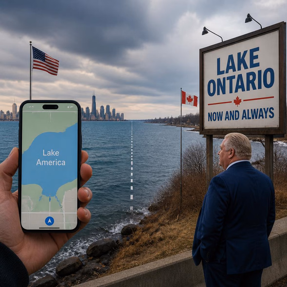 Editorial illustration for “Google Picks the Lake Americans See,” based on the article’s subject.