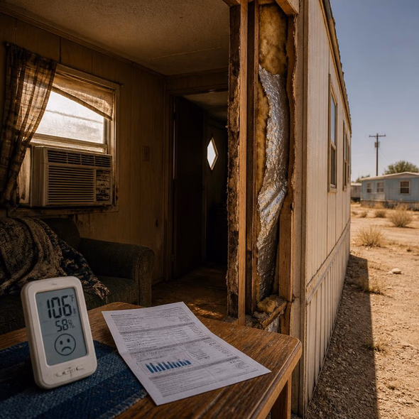 Editorial illustration for “The Trailer Wall Keeps the Heat,” based on the article’s subject.