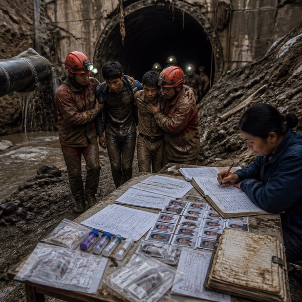 Editorial illustration for “Two Workers Correct Nepal’s Missing List,” based on the article’s subject.