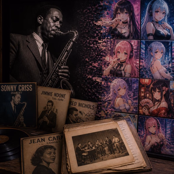 Editorial illustration for “AI Spam Hijacked Jazz History,” based on the article’s subject.