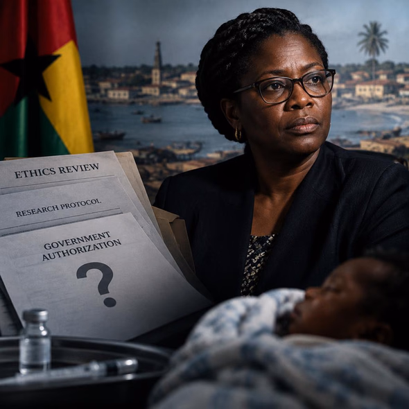 Editorial illustration for “Guinea-Bissau Says It Never Authorized the Trial,” based on the article’s subject.