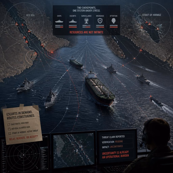Oil tankers navigate the Red Sea as two regional chokepoints face conflict risk