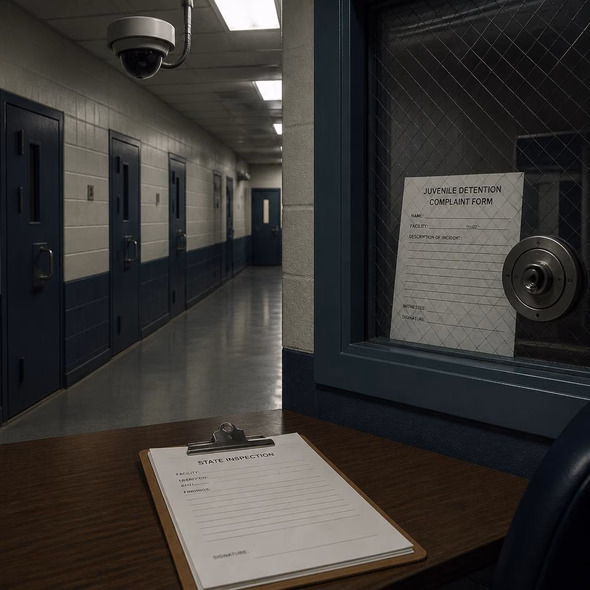 Editorial illustration for “Tennessee’s Juvenile Prisons Kept Abuse Under Wraps,” based on the article’s subject.