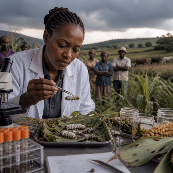 Editorial illustration for “Can a Soil Fungus Stop the African Armyworm?,” based on the article’s subject.