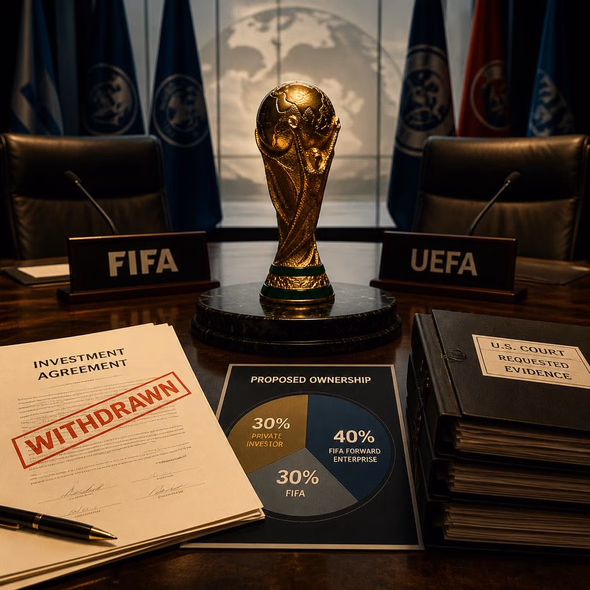 Editorial illustration for “Who Gets a Stake in the World Cup?,” based on the article’s subject.
