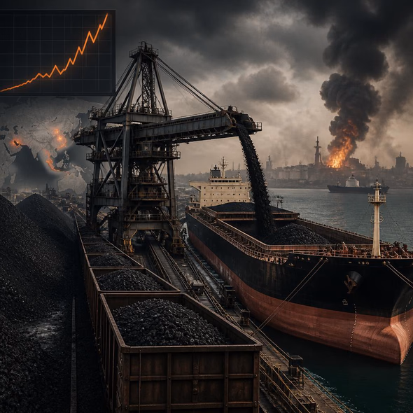 Editorial illustration for “Coal Companies Profit From the Iran War—for Now,” based on the article’s subject.