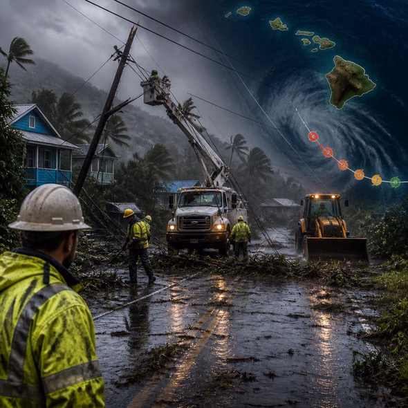 Editorial illustration for “Hawaii’s Repair Shift Outlasts Lala,” based on the article’s subject.