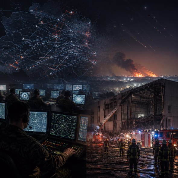 Editorial illustration for “The Drone Barrage Needs a Ground Shift,” based on the article’s subject.