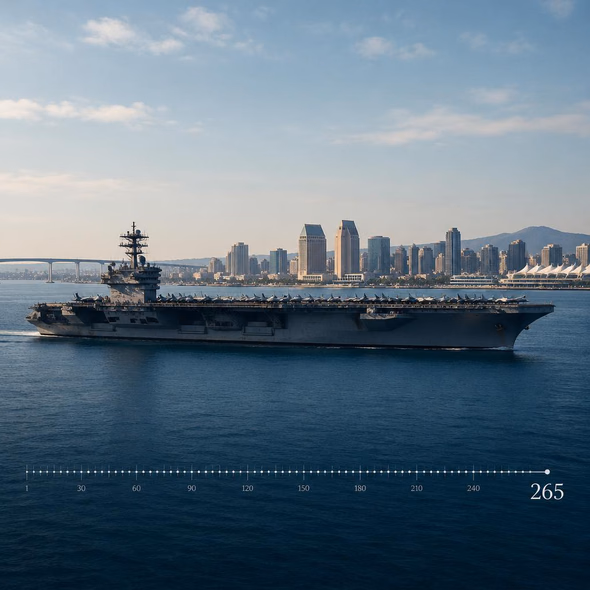 Editorial illustration for “265 Days at Sea, Then San Diego,” based on the article’s subject.