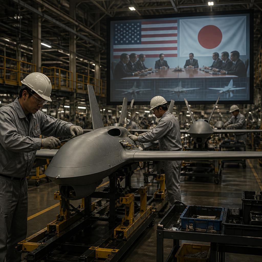 A car factory floor converted for drone assembly in Japan.