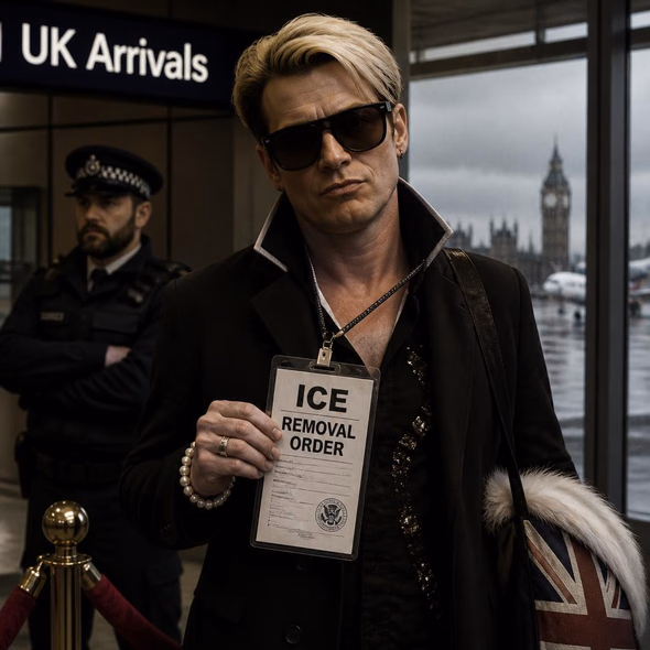 Editorial illustration for “Milo Yiannopoulos Gets the Crackdown He Endorsed,” based on the article’s subject.