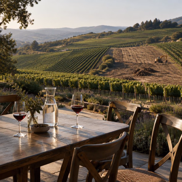 Editorial illustration for “Napa’s Tasting Rooms Have a Smaller Audience,” based on the article’s subject.