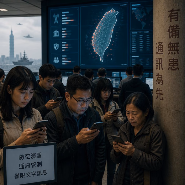 Editorial illustration for “Taiwan Tests the Internet at Text Speed,” based on the article’s subject.