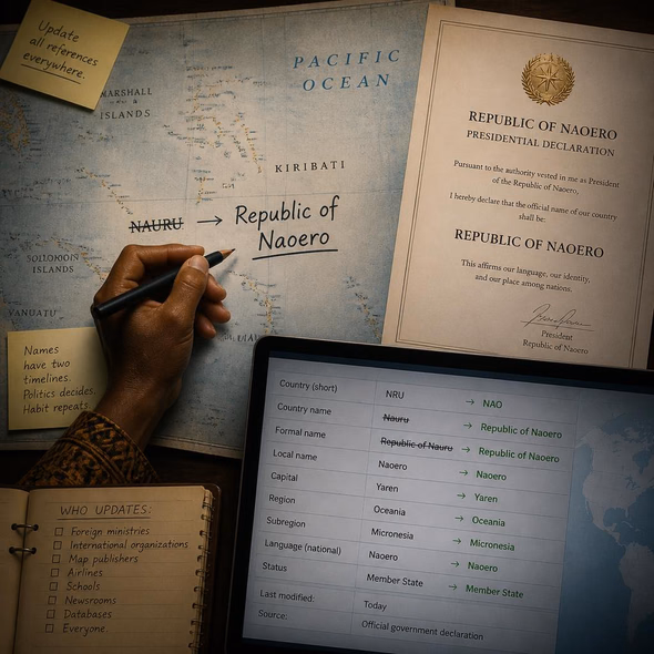 Editorial illustration for “Naoero Corrects the World’s Address Book,” based on the article’s subject.