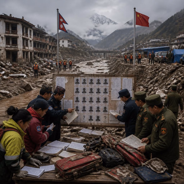 Editorial illustration for “Nepal and Tibet Need One Missing-Person Ledger,” based on the article’s subject.