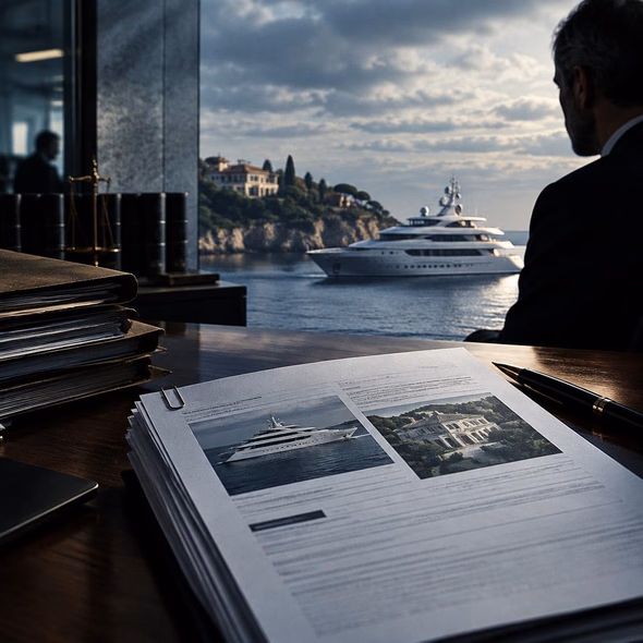Editorial illustration for “Deloitte’s Paperwork Made the Yachts Disappear,” based on the article’s subject.
