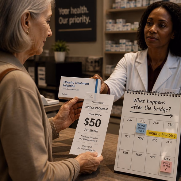 Editorial illustration for “Medicare’s $50 Prescription Needs a Second Price,” based on the article’s subject.