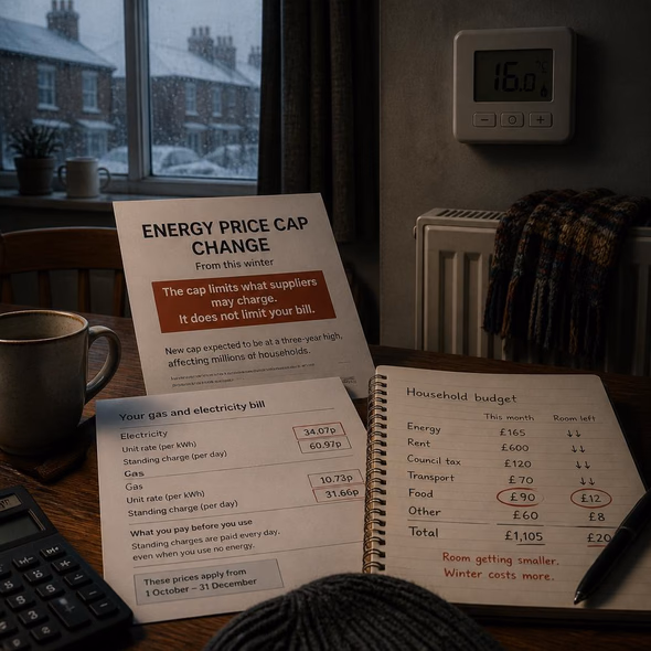 Editorial illustration for “Ofgem Raises Winter’s Minimum Price,” based on the article’s subject.