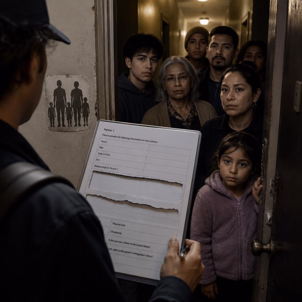 Editorial illustration for “A Census Proposal Without Undocumented People,” based on the article’s subject.