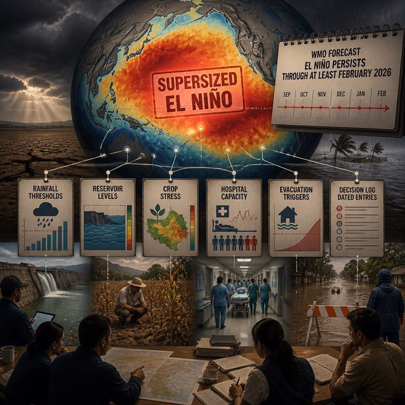 Editorial illustration for “A ‘Supersized’ El Niño Needs Local Triggers,” based on the article’s subject.