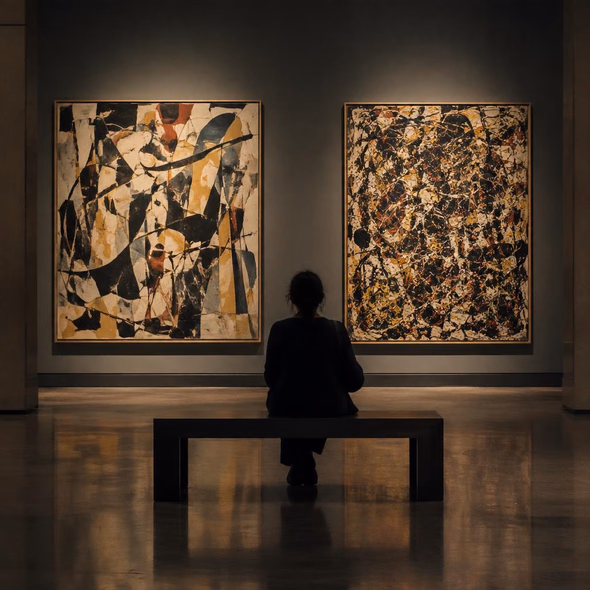 Editorial illustration for “Lee Krasner Has the Floor,” based on the article’s subject.