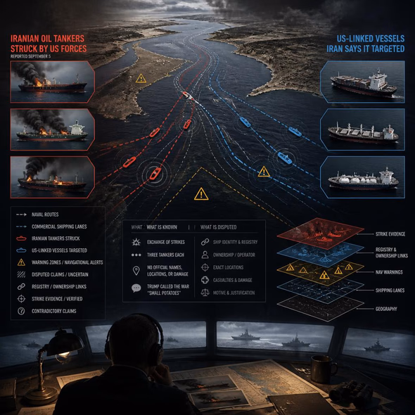 Editorial illustration for “Three Tankers Each—and No Small War,” based on the article’s subject.