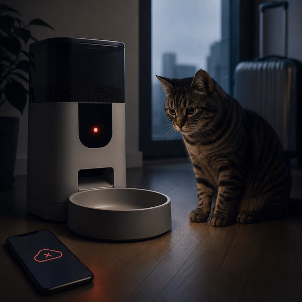 Editorial illustration for “Your Cat Needs an Offline Mode,” based on the article’s subject.