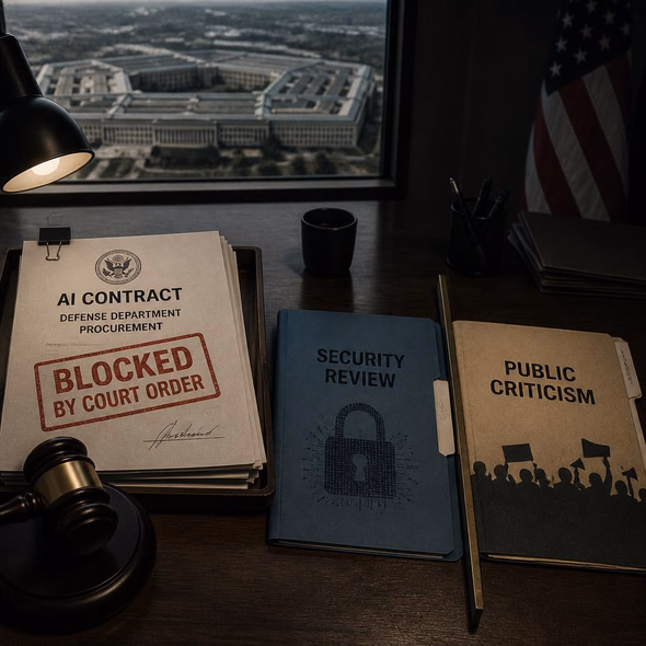 Editorial illustration for “Pentagon Procurement Is Not a Loyalty License,” based on the article’s subject.