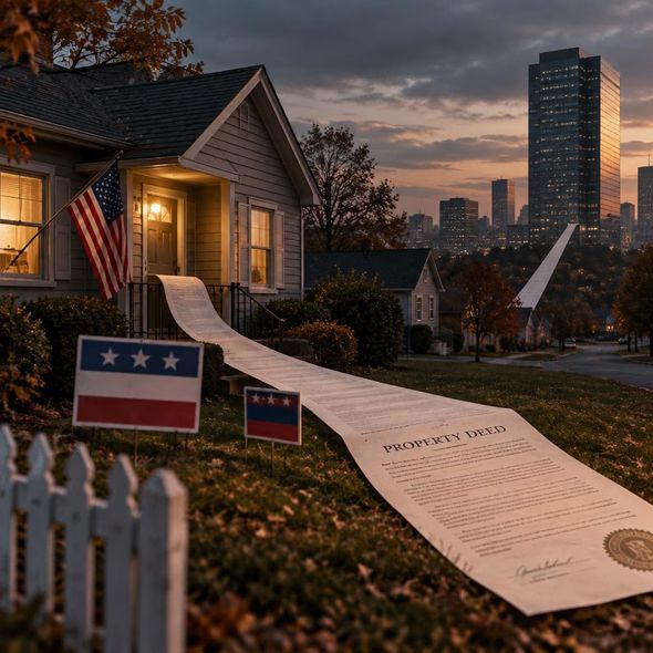 Editorial illustration for “How Much of the Housing Crunch Belongs to Private Equity?,” based on the article’s subject.