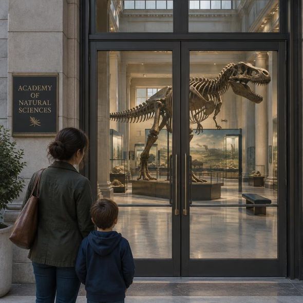 Editorial illustration for “Philadelphia’s Dinosaurs Are Off Limits,” based on the article’s subject.
