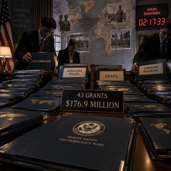 Editorial illustration for “$176.9 Million Gets a New Definition of Human Rights,” based on the article’s subject.