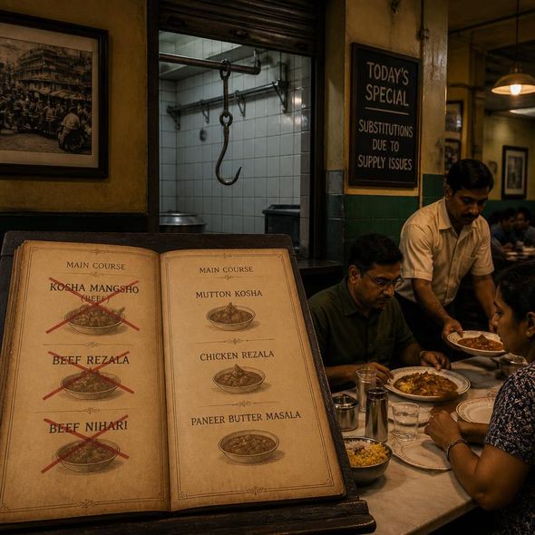 Editorial illustration for “Who Removed Beef From Bengal’s Menu?,” based on the article’s subject.