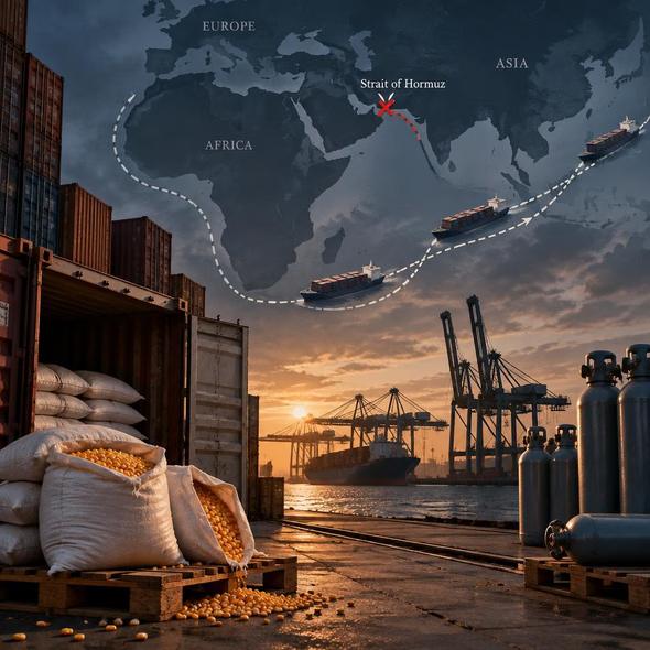 Editorial illustration for “The Gulf Detour Reprices the Shopping List,” based on the article’s subject.
