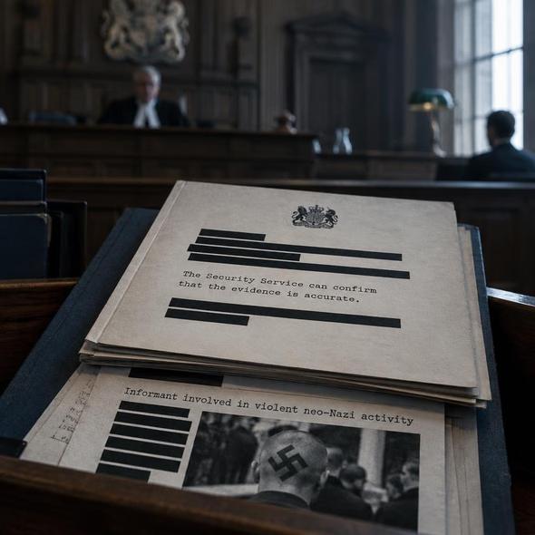 Editorial illustration for “MI5 Admits the Evidence Rested on Lies,” based on the article’s subject.