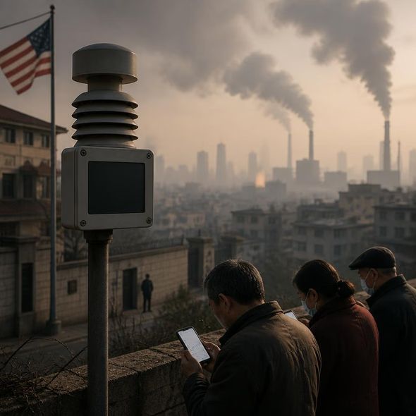 Editorial illustration for “Air Pollution Rose After the Monitors Went Dark,” based on the article’s subject.