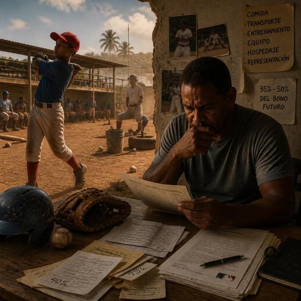 Editorial illustration for “The Baseball Dream Comes With Compound Interest,” based on the article’s subject.