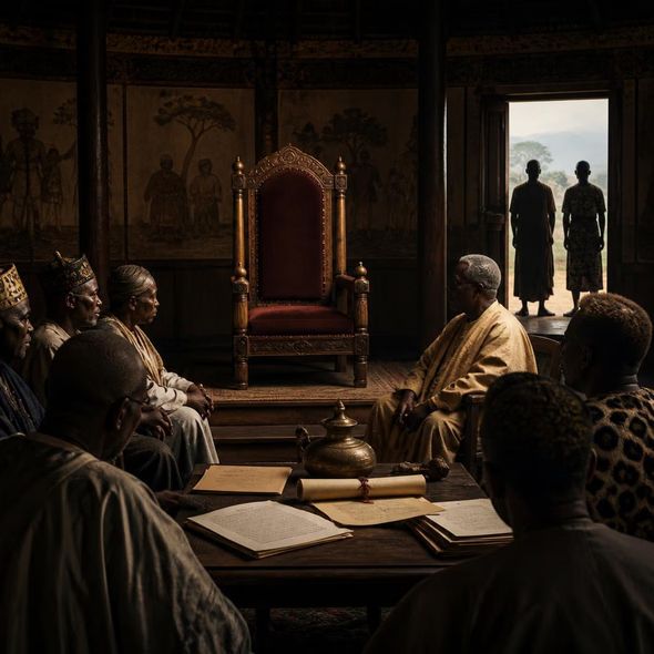 Editorial illustration for “Tooro Has a King and a Contested Heir,” based on the article’s subject.