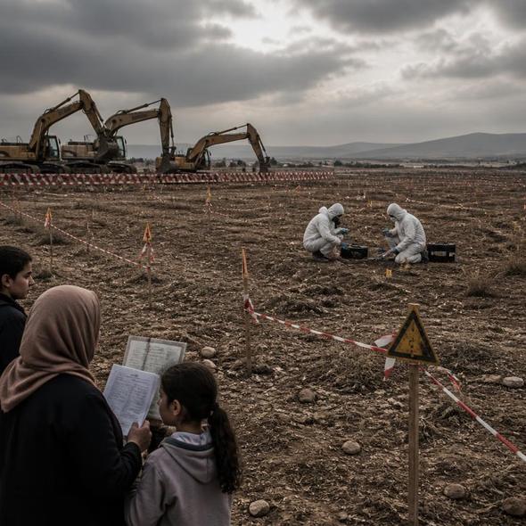 Editorial illustration for “What Must Syria Find Before Building This Airport?,” based on the article’s subject.
