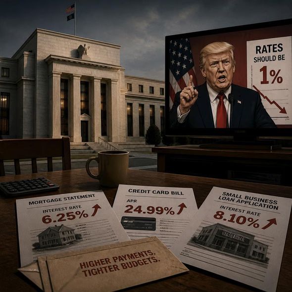Editorial illustration for “The Fed Raises Rates. Borrowers Get the Independence Bill.,” based on the article’s subject.