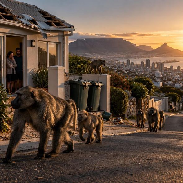 Editorial illustration for “Cape Town Draws a Line Around Its Baboons,” based on the article’s subject.