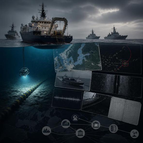 Editorial illustration for “NATO Caught the Cable Plot Before the Seabed Went Dark,” based on the article’s subject.