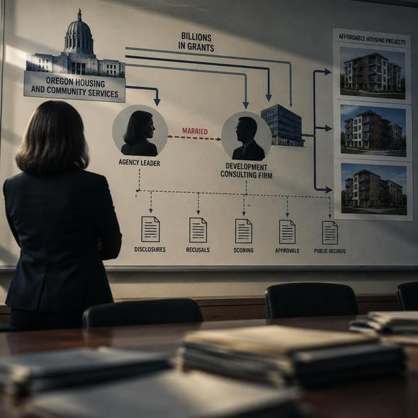 Editorial illustration for “The Housing Agency Needs a Recusal Map,” based on the article’s subject.