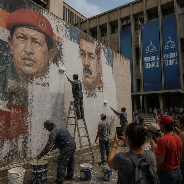 Editorial illustration for “Venezuela Paints Over the Revolution,” based on the article’s subject.