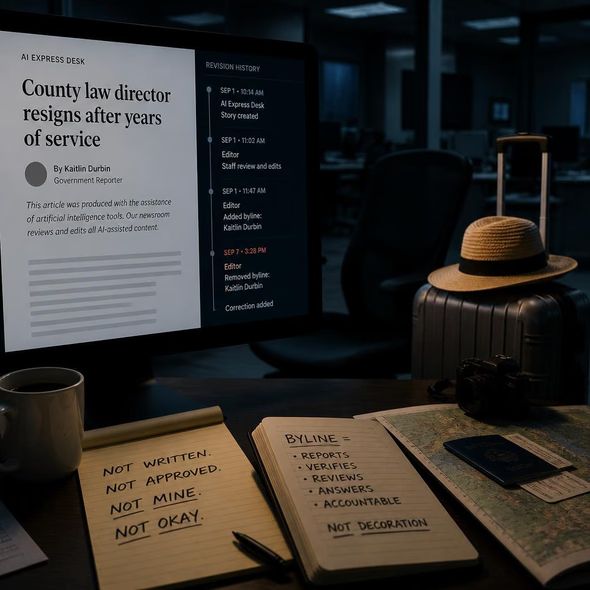Editorial illustration for “Cleveland.com Borrowed a Reporter’s Byline,” based on the article’s subject.