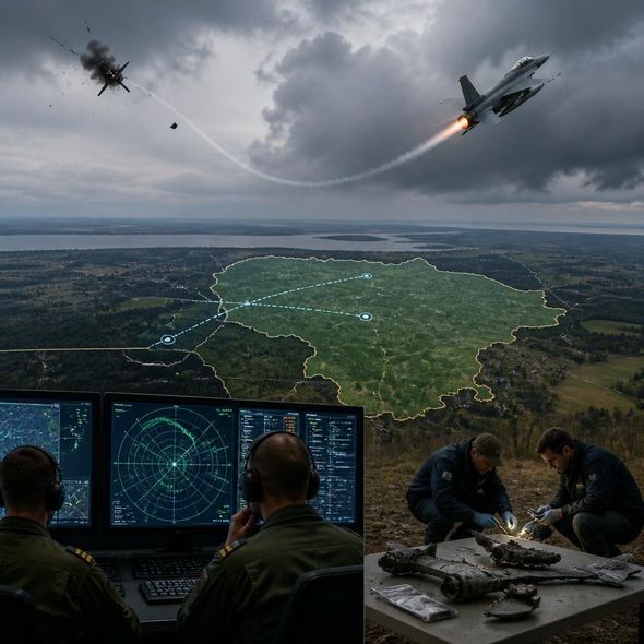 Editorial illustration for “NATO Fired Before the Drone Had an Owner,” based on the article’s subject.
