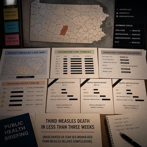 Editorial illustration for “Pennsylvania Must Explain Its Third Measles Death,” based on the article’s subject.
