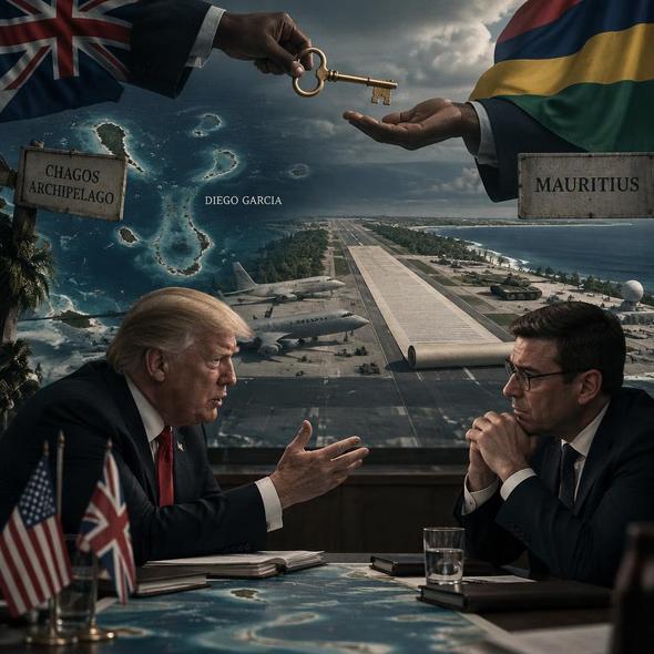 Editorial illustration for “Who Owns Chagos When Britain Pays to Stay?,” based on the article’s subject.